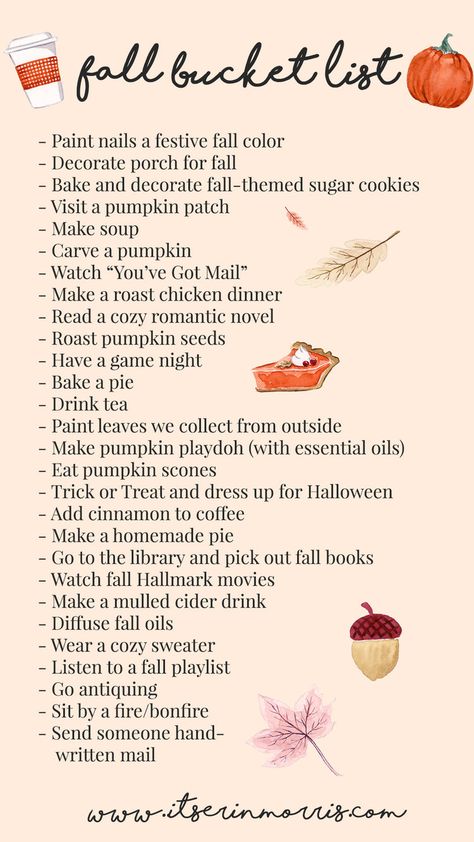 30 Bucket List, Autumn Bucket List, Halloween Bucket List, Fall Playlist, Bucket List Ideas, Fall Mood Board, Fall Mood, Fun Fall Activities, Fall Things