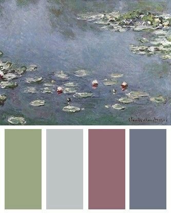 Monet color pallette Nature Colors, Claude Monet Art, Monet Art, Paint Palette, Colour Palettes, Color Stories, World Of Color, Water Lilies, Colour Schemes