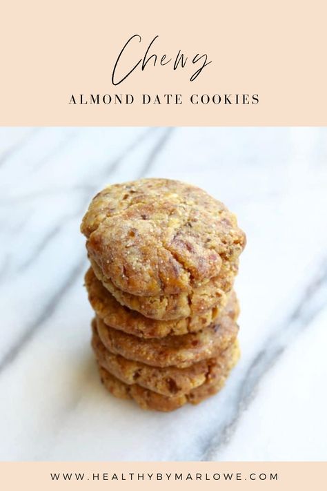 These Chewy Almond Date Cookies are incredible: So delicious, yet so simple and fast to make. If you’re struggling with sugar cravings, or looking for a paleo cookie recipe, whip up a batch of these to hit the spot. Almond Flour And Dates Recipes, Almond Date Cookies, Almond Flour Date Cookies, Date Shortbread Cookies, Almond Flour Cookies Healthy, Whole30 Cookies, Dates Cookies, Paleo Cookie, Almond Flour Recipes Cookies