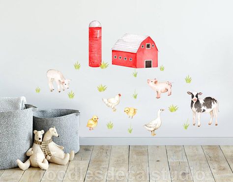 Farm Animal wall decal/ Barn wall decal/ Cute Animal decals/ Farm nursery decor/ Nursery Farm Animal wall decor/ Cow wall decal/ Farm Decals Removable Wall Decals Nursery, Farm Animals Decor, Farm Animal Nursery, Nursery Stickers, Kids Room Wall Stickers, Preschool Classroom Decor, Farm Nursery, Baby Wall, Watercolor Nursery