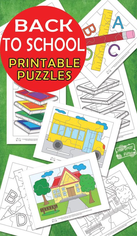 Back to school printable puzzles. Puzzles For Kindergarten, Binder Printables Free, Morning Bins, Free School Supplies, Back To School Worksheets, Free Printable Puzzles, Vip Kid, Printable Puzzles For Kids, Quiet Time Activities