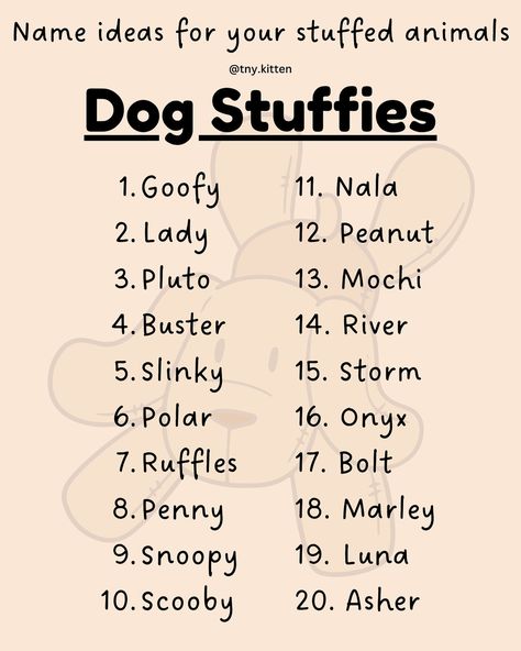 Heres a bunch of name suggestions for your stuffies!!!🥰 Stuffie Names, Plushie Names, Pet Regressor, Stuffed Animal Names, Things Quotes, Puppy Time, Animal Names, Best Character Names, Name Suggestions