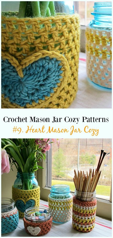 Crochet Housewarming Gift Free Pattern, Crochet Jar Cozy Free Pattern, Mason Jar Cozy Sew, Crochet Mason Jar Hanger, Knitted Mason Jar Cozy Pattern, Crochet Mason Jar Cozy, Crochet Mason Jar Covers Free Pattern, Crochet Jar Cozy, Mason Jar Cozy Crochet Pattern