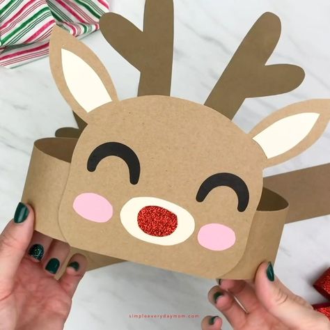 Reindeer Headband Craft | 🦌 Reindeer Headband Craft ✂️ Get the template on the blog | By Fun Crafts For Kids | Facebook Reindeer Headband Craft, Raindeer Crafts, 1st Grade Crafts, Deer Headband, Reindeer Ears, Prek Teacher, Reindeer Hat, Headband Crafts, Reindeer Craft