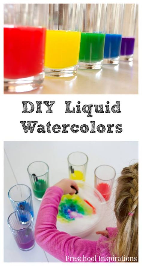 DIY Liquid Watercolor by Preschool Inspirations Process Art Activities, Homemade Paint, Preschool Programs, Homemade Art, Liquid Watercolor, Sensory Bottles, Painting Activities, Preschool Art Activities, Art Projects For Kids