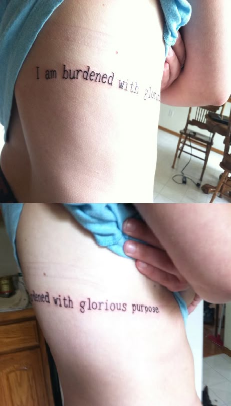 Avengers rib tattoo, Loki quote "I am burdened with glorious purpose." Purpose Tattoo, Loki Tattoo, Burdened With Glorious Purpose, Avengers Tattoo, Glorious Purpose, Nerd Tattoo, Shape Tattoo, Marvel Tattoos, Detailed Tattoo