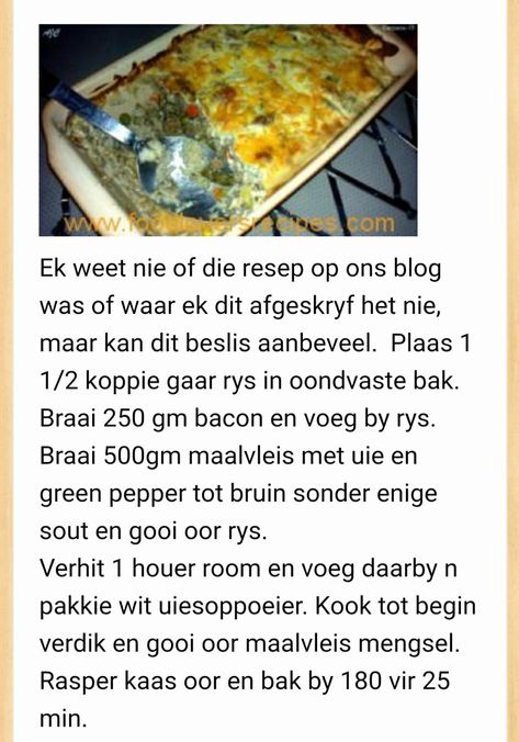 Eenskottel Geregte, Rainy Recipes, Maalvleis Geregte, Minced Beef Recipes Easy, Zucchini Cheddar, Quick Cheap Meals, Minced Beef Recipes, Rice Side Dishes, Mince Recipes