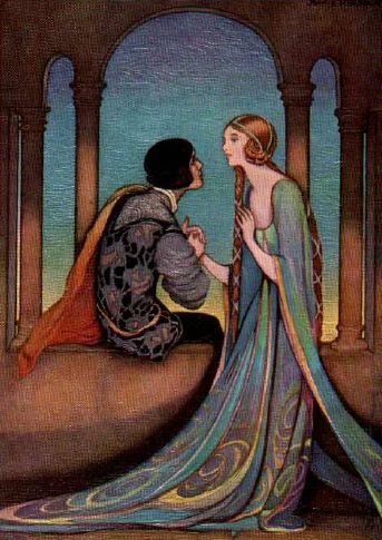 1920s Paintings, Art Amour, Fairytale Fantasies, Fairytale Illustration, Fairytale Art, Romantic Art, Medieval Art, William Shakespeare, Romeo And Juliet