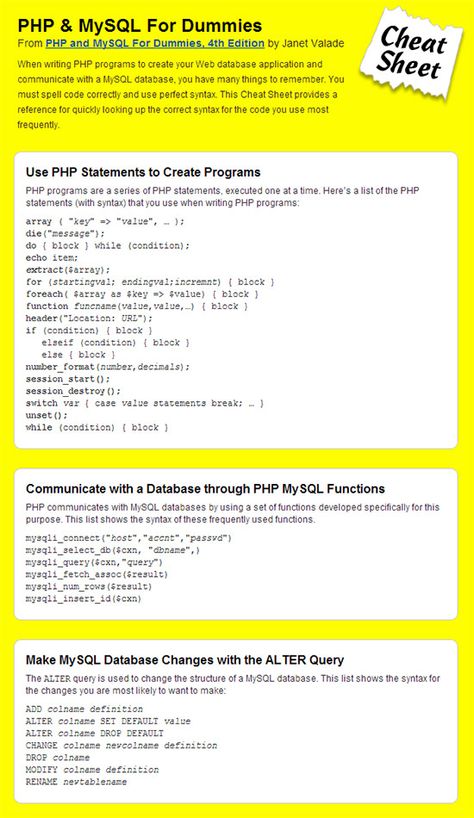 Php Cheat Sheet, Sql Notes, Web Design Quotes, Web Programming, Programming Code, Learn Programming, For Dummies, Learn To Code, Web Design Company