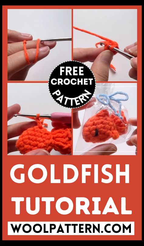 Gold Fish Crochet Pattern Free, Goldfish Crochet, Crochet Goldfish, Half Double Crochet Decrease, No Sew Crochet, Crochet Sea Creatures, Double Crochet Decrease, Single Crochet Decrease, Crochet Heart Pattern