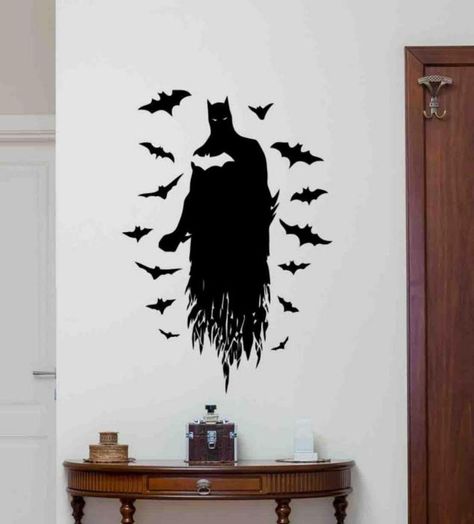 Batman Room Ideas, Batcave Room, Super Hero Poster, Batman Wall Decor, Cartoons Movie, Superhero Wall Decor, Batman Bedroom, Batman Wall Art, Batman Room