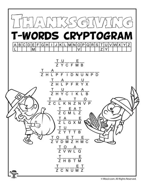 Thanksgiving Letter T Words Cryptogram Letter T Words, T Words, Thanksgiving Puzzle, Word Puzzles For Kids, Letter Recognition Games, Thanksgiving Letter, Word Ladders, Homeschool Holidays, Thanksgiving Games For Kids