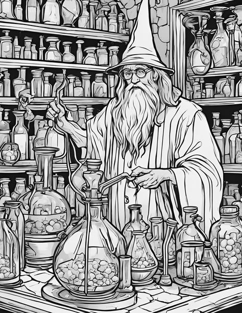 60 Wizards and Witches Coloring Pages. This is a beautiful and detailed illustration set for your coloring joy made by Excelent Coloring Book (ExcelentColoringBook)! This coloring book is full of beautiful Wizards and Witches. You will have a lot of fun coloring these Wizards and Witches. Witches Coloring Pages, Magic Cauldron, Potion Making, Witch Coloring Pages, Detailed Illustration, Etsy Printables, Coloring Pages For Kids, Coloring Books, Coloring Pages