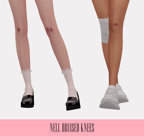 NELL — Bruised Knees - hq compatible - tattoo - socks -... Sims 4 Tattoos, The Sims 4 Skin, Sims 4 Anime, Sims Packs, Pelo Sims, Sims 4 Game Mods, The Sims 4 Packs, Sims 4 Cc Makeup, Sims 4 Mm Cc