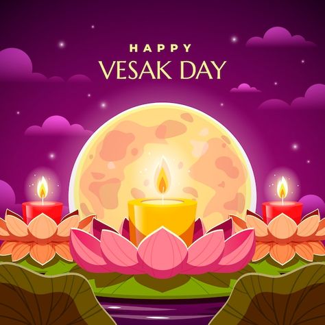 Waisak Day Design, Vesak Day Poster, Waisak Day, Vesak Day, Buddha Jayanti, Buddha Birthday, Buddha Purnima, Buddha Life, Birthday Illustration