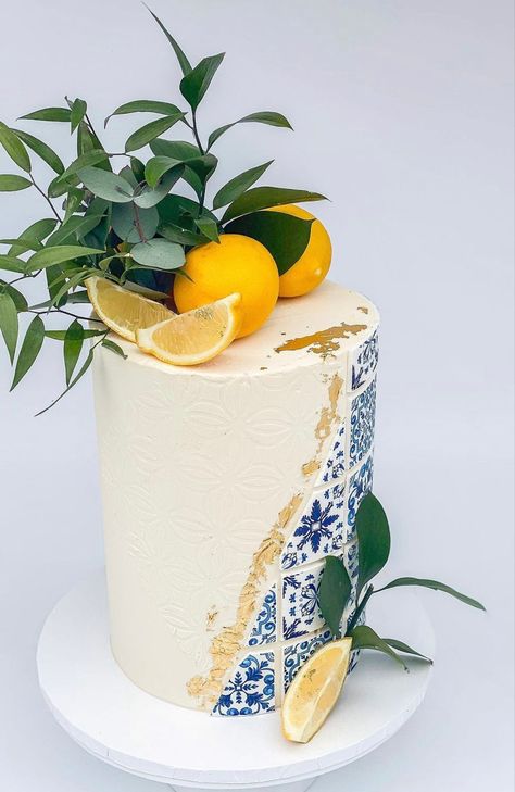 Lemon Tile Cake, Positano Cake, Italian Cake Design, Talavera Cake, Amalfi Cake, Tile Cake, Lemon Themed Party, Lemon Themed Bridal Shower, Girl Number