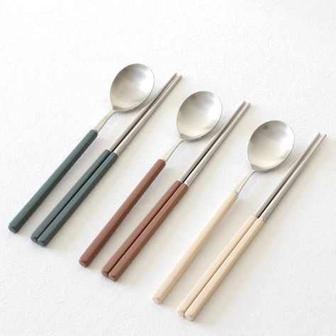 Shop Collections by SEJUNGCCR from South Korea at Sift & Pick Korean Kitchen Tools, Warm Cozy Kitchen, Kitchen Spoons, Korean Kitchen, Aesthetic Kitchen, Kitchen Cutlery, Pretty Drinks, Cutlery Sets, Cozy Kitchen