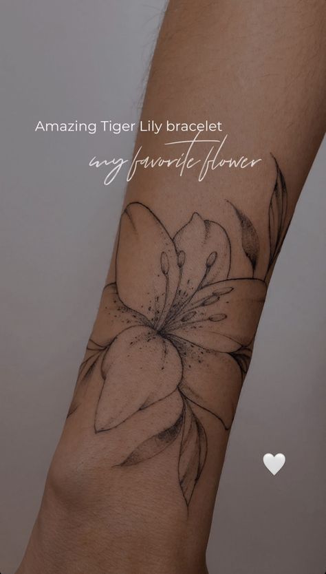 Lily Tattoo Sleeve, Flower Tattoo Wrist, Tiger Lily Tattoos, Lily Flower Tattoos, Flower Tattoo Ideas, Tattoo Wrist, Full Arm Tattoos, Forarm Tattoos, Tattoos For Women Half Sleeve