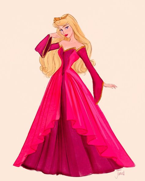 Princess Aurora Fanart, Fav Princess, Princess Aurora Dress, Disney Character Art, Disney Princess Aurora, Aurora Dress, Team Pink, Fashion Illustrations Techniques, Karakter Disney