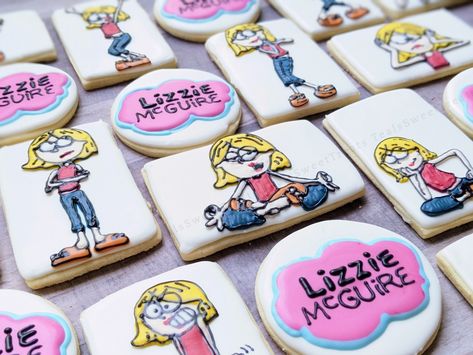 Lizzie Mcguire Cookies, Lizzie Mcguire Cake, 30th Bday Party, Disney Theme Party, Bday Party Theme, Decorating Cookies, 30th Bday, Lizzie Mcguire, Cute Birthday Cakes