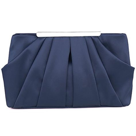 Womens Pleated Satin Evening Handbag Clutch Navy Clutch, Gatsby Costume, Crystal Handbag, Wedding Cocktail Party, 1920s Outfits, Silk Clutch, Clutch Bag Wedding, Handbag Clutch, Wedding Cocktail