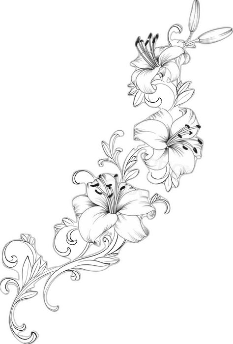 Ivy Vine Tattoo Arm, Rose And Vines Tattoo, Lily Flower Spine Tattoo, Floral Rib Tattoos For Women, Vines Tattoo Design, Vine Tattoos For Women, Vines Tattoo, Rose Vine Tattoos, Flower Spine Tattoos