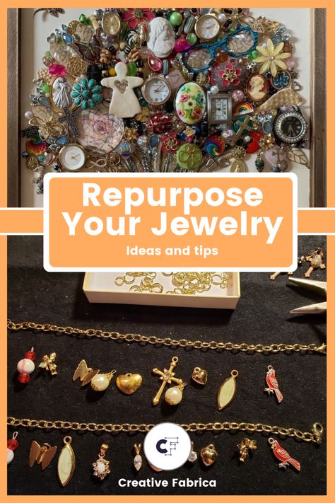 Ways To Use Old Costume Jewelry, What To Do With Costume Jewelry, Button Jewellery Ideas, Crafts Using Old Jewelry Ideas, Projects With Old Jewelry, Projects Using Old Costume Jewelry, Things To Make With Old Jewelry Making Tools, Crafts With Brooches Old Jewelry, What To Do With Grandmas Jewelry