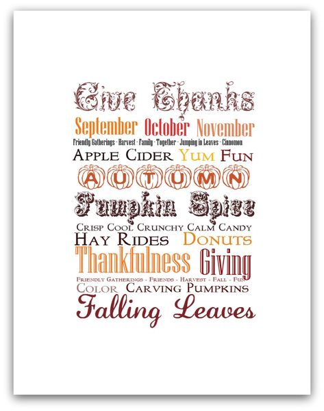 Fall Subway Art Free Printable Fall Subway Art, Hot Apple Cider, Fall Printables, Subway Art, Fall Is Here, Fall Decorating, Easy Crafts For Kids, Printable Image, Holidays Thanksgiving