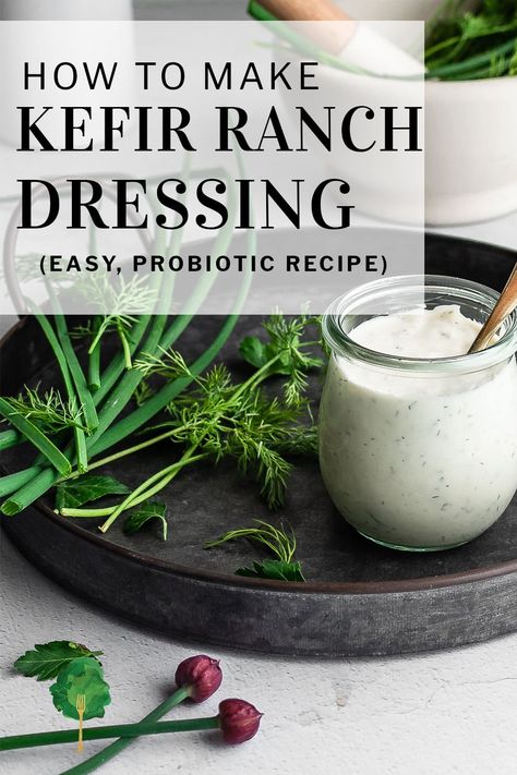 This kefir ranch dressing recipe is an easy take on an American classic. With a creamy, tart edge and plenty of herbs, this dressing is just as delicious as a dip as it is drizzled over your favorite salad. It’s also a great way to incorporate probiotic foods into your family’s diet. Probiotic Salad, Luvele Recipes, Dairy Free Yogurt Recipe, Summer Salad Dressing, Homemade Kefir, Recipe Using Milk, Crohns Diet, Wahls Protocol, Homemade Yogurt Recipes