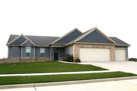 blue with tan trim house exterior | weathered-wood-roof-wicker-trim-mastic-english-wedgewood ... Blue House Tan Trim Exterior, Tan And Blue House Exterior, Tan Trim Exterior House, Tan Windows Exterior, Tan Brick House Exterior, Tan House Exterior, Cape House Exterior, Weathered Wood Shingles, Stacked Brick