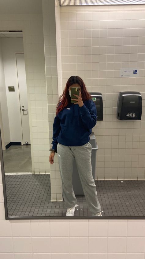 All nike outfit. Nike sweatpants. Nike hoodie. Air Force 1s. Sweatpants And Air Force Ones Outfit, Sweatpants And Hoodie Outfit For School, Blue Nike Hoodie Outfit, Nike Sweatpants Outfit School, Black Nike Hoodie Outfit, Black Air Force 1 Outfit Women, Air Force One Outfit, Sweatpants And Hoodie Outfit, Black Air Force 1 Outfit