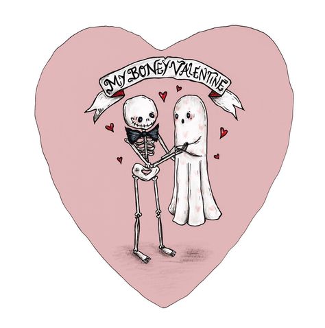 It’s the 1st of February and the first day of #lydiasvalloweenchallenge 👻💀❤️ #myboneyvalentine #valloween #valentines #spookycute… | Instagram Classic Scary Movies, 1st Of February, Skeleton Ghost, February 1, Nightmare On Elm Street, Artistic Inspiration, Scary Movies, Whimsical Art, Nightmare Before Christmas