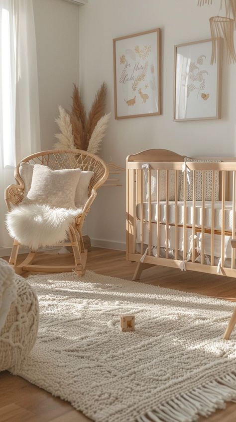 Cozy #NurseryRoom: A serene, well-lit #nursery with a comfortable rocking chair, stylish crib, and #elegant decor creating a #peaceful environment. #nursery #room #decor #cozy #elegant #aiart #aiphoto #stockcake ⬇️ Download and 📝 Prompt 👉 https://stockcake.com/i/cozy-nursery-room_849786_587525 Boho Chic Room, Boho Chic Nursery, Cozy Baby Room, Boho Baby Room, Nursing Room, Room Decor Cozy, Chic Room, Baby Room Neutral, Cozy Nursery