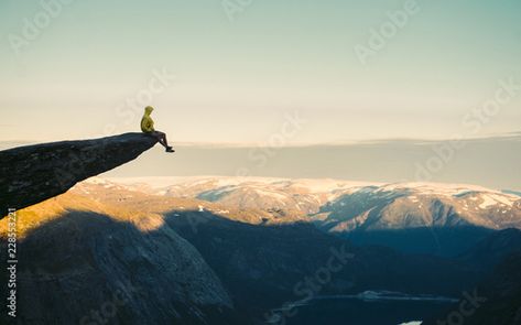 Sitting On Mountain Edge, Norway Mountains, Wild Pictures, Rocky Cliff, Adventurous Men, Cliff Edge, Top Of The Mountain, Man Sitting, Beautiful View