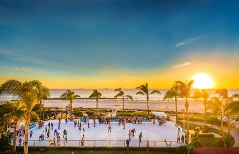 5 Places to Go Ice Skating in La Jolla (and San Diego) - San Diego Bucket List, San Diego Activities, Outdoor Ice Skating, Polynesian Village Resort, Polynesian Village, Hotel Del Coronado, Family Resorts, Balboa Park, Best Places To Travel