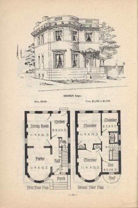 Artistic city houses, no. 43 : Herbert Chivers : Free Download, Borrow, and Streaming : Internet Archive Medium House, Vintage Floor Plans, City Houses, Fasad Design, Victorian House Plans, Vintage House Plans, Interior Vintage, Rooftop Deck, House Blueprints