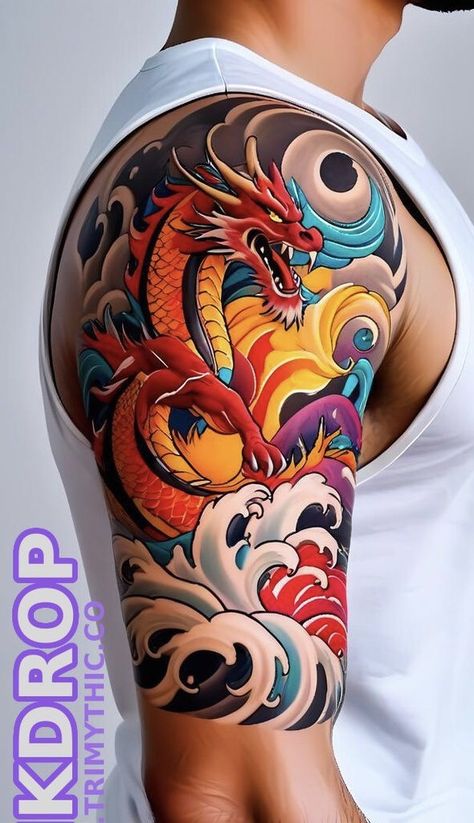 Tattoo Koi, Oni Mask Tattoo, Tattoo Japanese Style, Japan Tattoo Design, Japanese Dragon Tattoos, Mask Tattoo, Japanese Sleeve Tattoos, Japanese Sleeve, Dragon Tattoo Designs