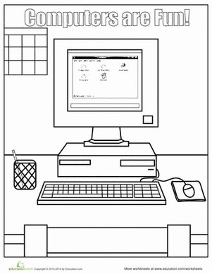 Kindergarten Coloring Worksheets: Computer Coloring Pages Technology Coloring Pages, Computer Coloring Pages, Computer Worksheet, S Worksheet, Primary Worksheets, Elementary Computer Lab, Computer Science Lessons, Teach Multiplication, Computer Lab Lessons