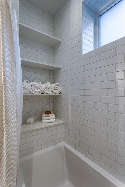 Shampoo Niche Ideas, Shower Tub Niche Ideas, Tile Shower Shelf Ideas Built Ins, Tub Niche Placement, Alcove Bathtub Ideas, Bathtub Niche, Tub With Shelves, Niche In Wall, Tile Shower Shelf