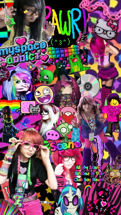 #scene #scenecore #scenekid #scenemo #emo #2000s #rawr #xd Scenecore Banner, 2000 Scene, 2000s Emo Aesthetic, Scenecore Aesthetic, Scene Core Wallpaper, Myspace Aesthetic, Scene Fits, Emo Scene Aesthetic, Scene King