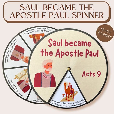 Saul Became the Apostle Paul Spinner Wheel Sunday School Craft Kids Ministry Craft Bible Activity for Kids Saul Becomes Paul - Etsy Saul Becomes Paul, Bible Activity For Kids, Saul To Paul, Toddler Sunday School, The Apostle Paul, Spinner Wheel, Apostle Paul, Bible Activities For Kids, Kids Ministry