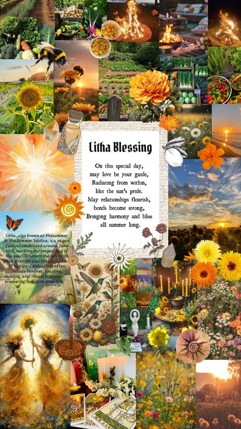 Happy Litha/ Summer Solstice! 🌿🌷☀️🍉🍓🥒🥕🫐🍇🫑🍅🧡💛 Happy Litha, Litha Summer Solstice, Summer Solstice Ritual, Witch Wedding, Pagan Festivals, Days Of The Year, Summer Solstice, Special Day, Witch