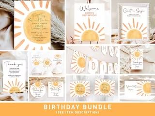 DesignMyPartyStudio - Etsy Cyprus Sunshine Baby Shower Invitations, Sunshine First Birthday, Here Comes The Son, Sunshine Birthday Parties, Sunshine Baby Shower, Sun Birthday, First Trip Around The Sun, Sunshine Baby Showers, Sunshine Birthday