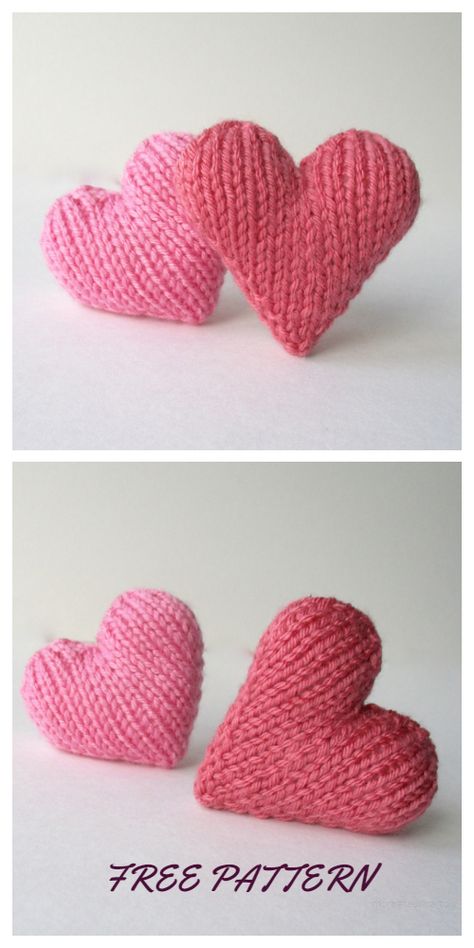 Valentine 3D Heart Free Knitting Patterns - Knitting Pattern Knitted Heart Pattern, Knitted Heart, Vogue Knitting, Yarn Stash, Motif Vintage, Cascade Yarn, Red Heart Yarn, Paintbox Yarn, Garter Stitch