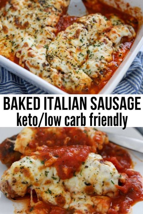 Italian Sausage Keto, Italian Sausage Dinner, Sausage Keto, Baked Italian Sausage, Sausage Dinner, Italian Sausage Recipes, Desserts Keto, Keto Casserole, Low Carb Casseroles