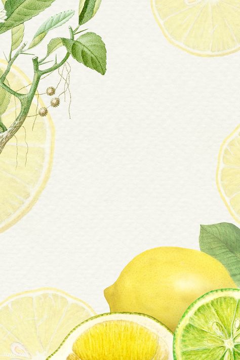 Hand drawn natural fresh lemon patterned frame | premium image by rawpixel.com / Donlaya Food Background Wallpapers, Lemon Background, Sabun Mandi Cair, Lemon Painting, Hand Images, Watercolor Fruit, Lemon Patterns, Frame Vector, Lemon Decor