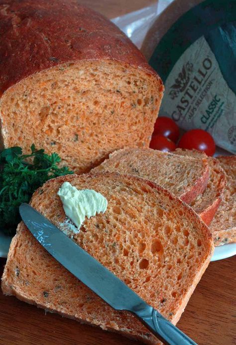 Fresh Roasted Tomato and Herb Bread - The Daring Gourmet Fresh Tomato Bread Recipe, Herb Breads, Assorted Breads, Recipe With Beans, Daring Gourmet, German Cheese, Picnic Salad, Savory Breads, Work Recipes