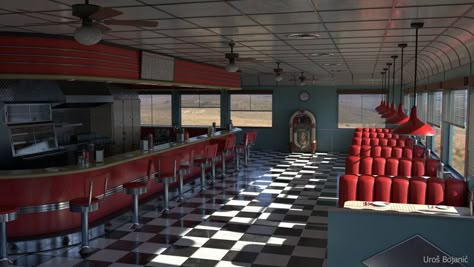 Eating At Restaurant Aesthetic, 1950s Diner Aesthetic, Diner Reference, Diner Concept Art, Creepy Diner Aesthetic, Diner Cinematography, Restaurant Reference, Ruff Riders, Diner Scene Cinematography