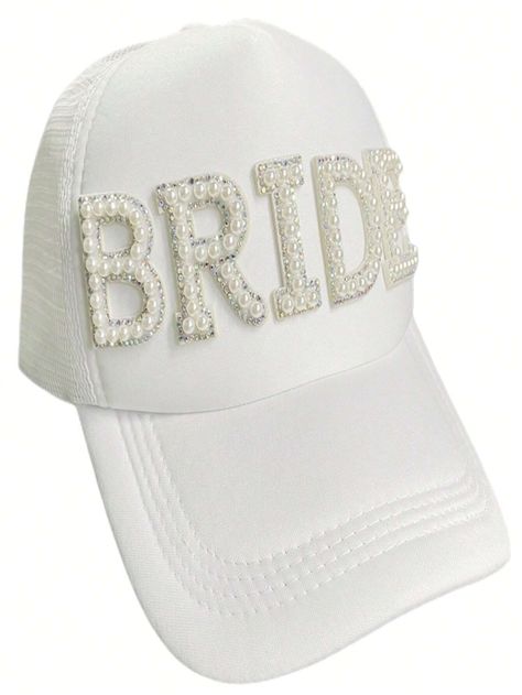 1pc Letter Patch Decor Party Baseball Cap, White Acrylic Party Hat For Wedding | SHEIN USA Bride To Be Bachelorette, Bachelorette Party Hat, Pearl Letters, Pearl Bride, Bride Bachelorette, Bride Hat, Bridal Hat, White Bride, Base Ball