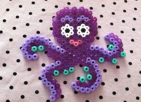 #perler Bead Octopus, Dayhome Ideas, Perler Necklace, Kandi Inspo, Melty Bead Patterns, Pearl Beads Pattern, Beads Patterns, Pony Bead Patterns, Hama Beads Design